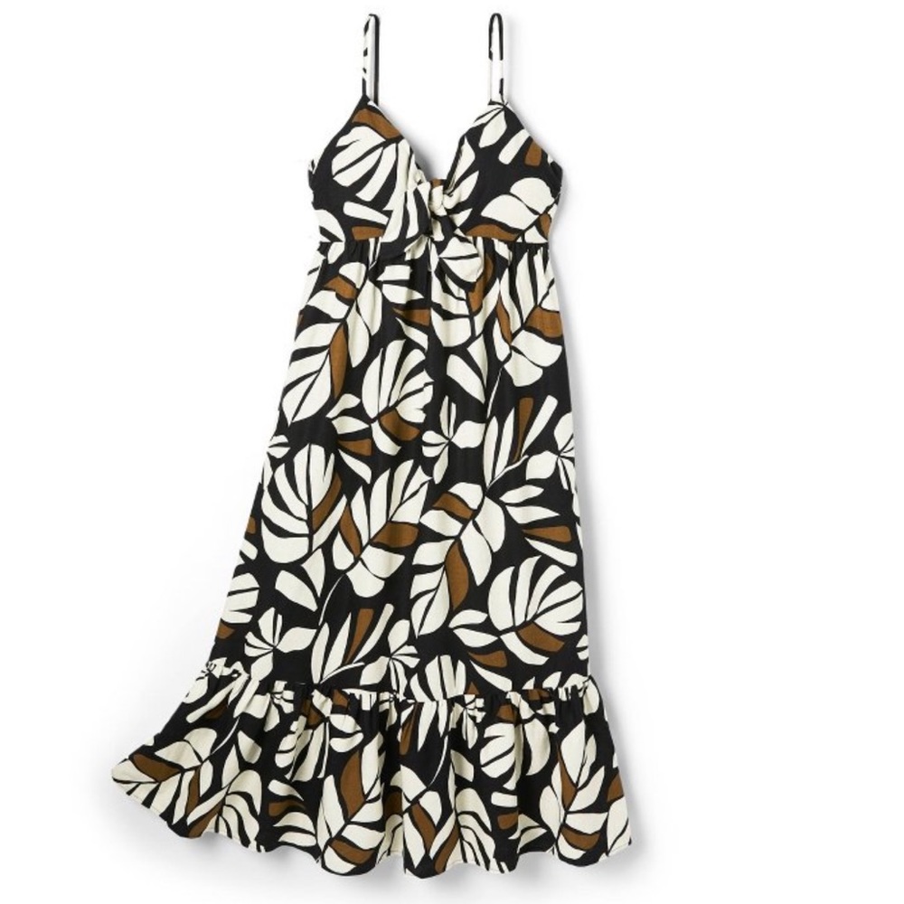 Neutral Botanical Print Tie-Front Midi Dress Tabitha Brown Target 1X Plus Size